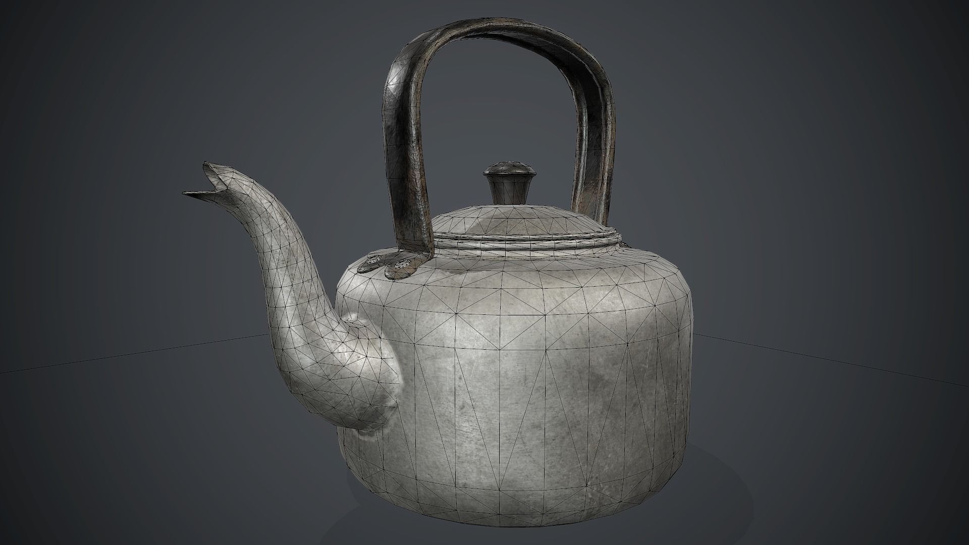 Old Aluminium Kettle PBR Game Ready Low-poly 3D model_14