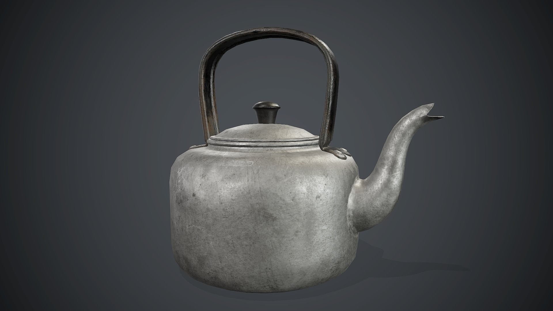 Old Aluminium Kettle PBR Game Ready Low-poly 3D model_1