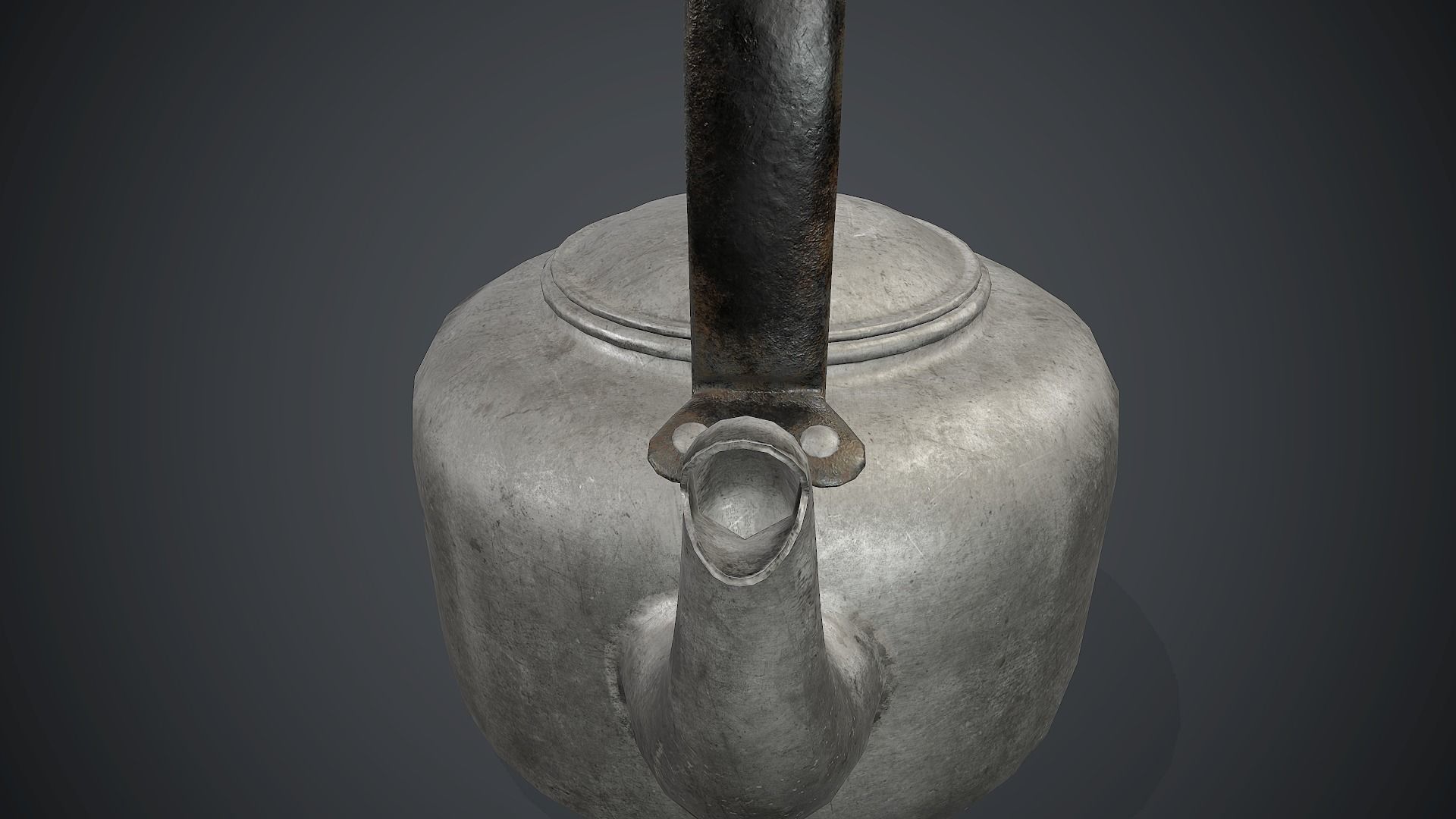 Old Aluminium Kettle PBR Game Ready Low-poly 3D model_12