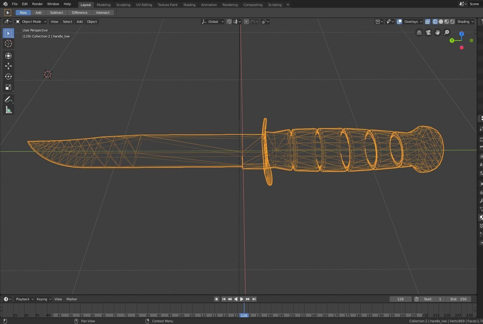 Combat Knife Low-poly 3D model_5