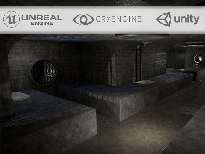 Sewers and Underground Modular pack Low-poly 3D model