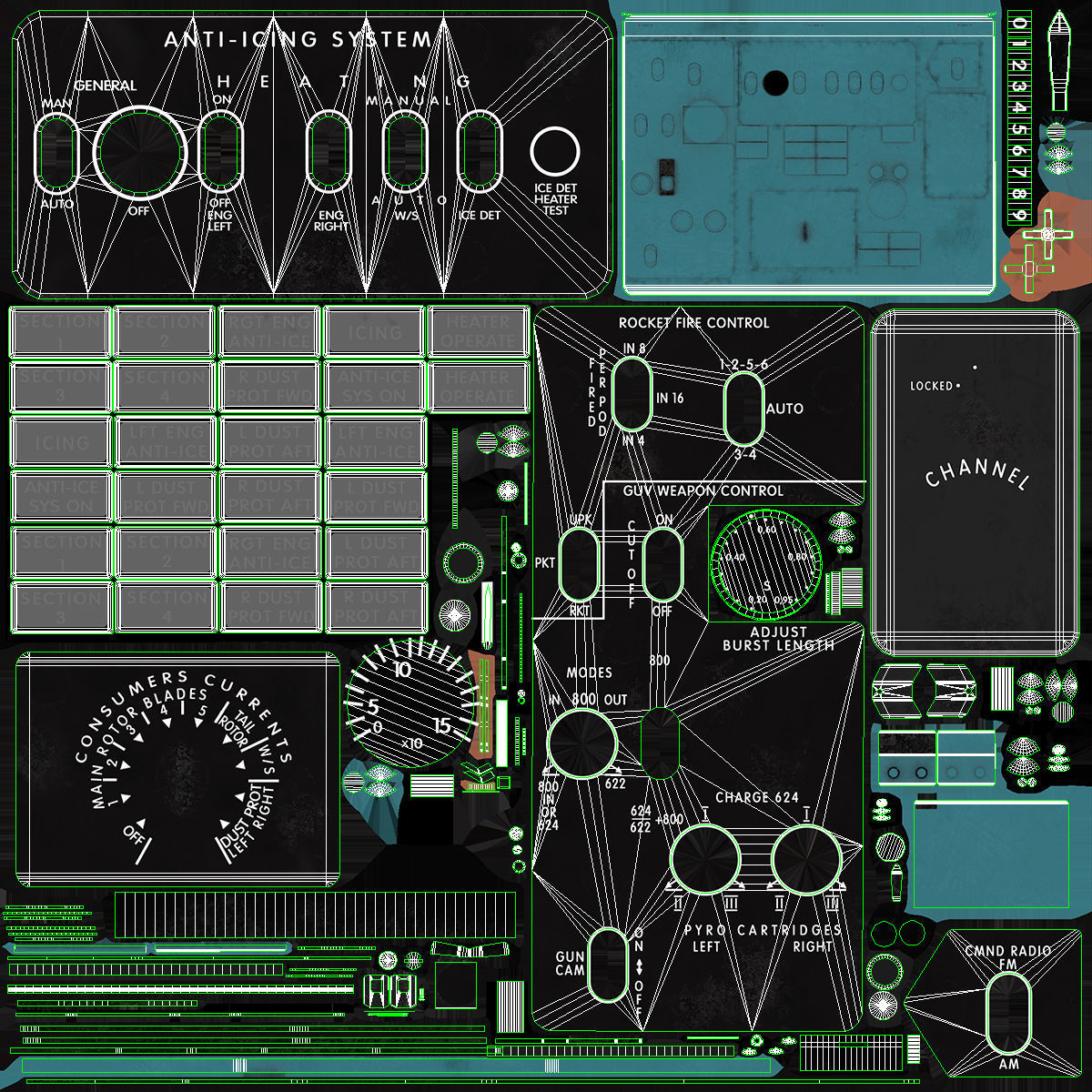 Mi-8MT Mi-17MT Left Overhead Panels Board English 2 Low-poly 3D model_28