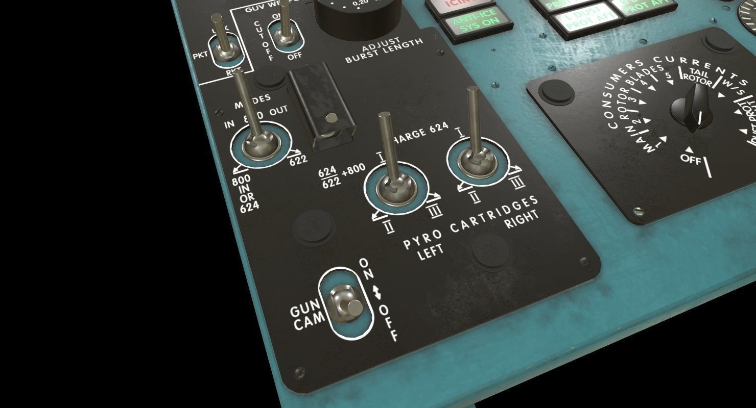 Mi-8MT Mi-17MT Left Overhead Panels Board English 2 Low-poly 3D model_2