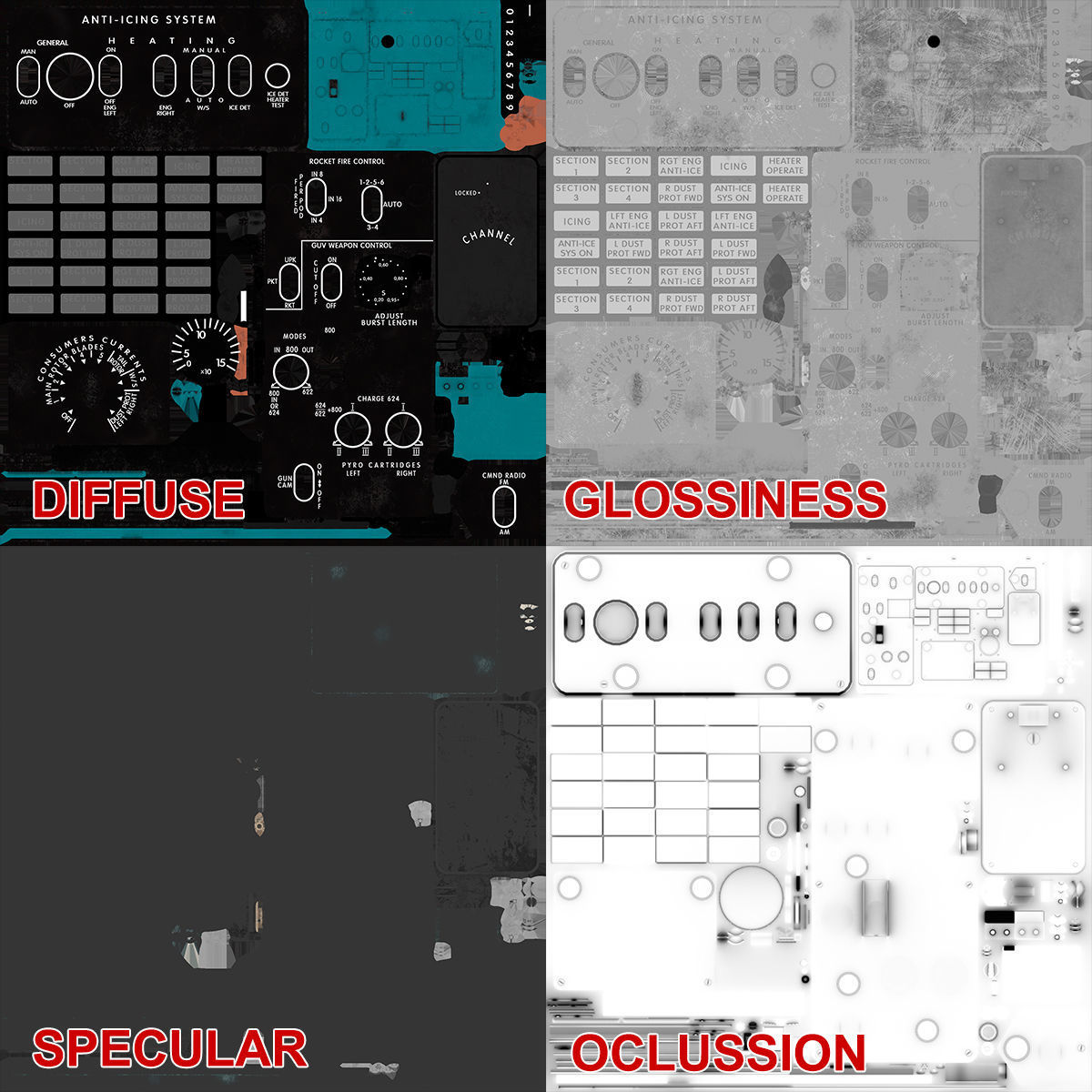Mi-8MT Mi-17MT Left Overhead Panels Board English 2 Low-poly 3D model_26