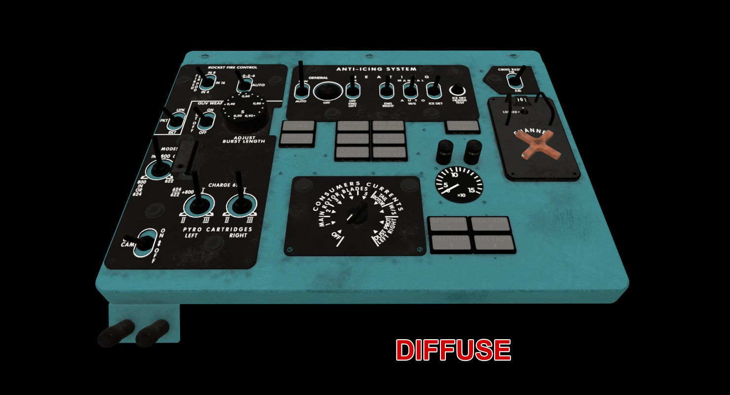 Mi-8MT Mi-17MT Left Overhead Panels Board English 2 Low-poly 3D model_17