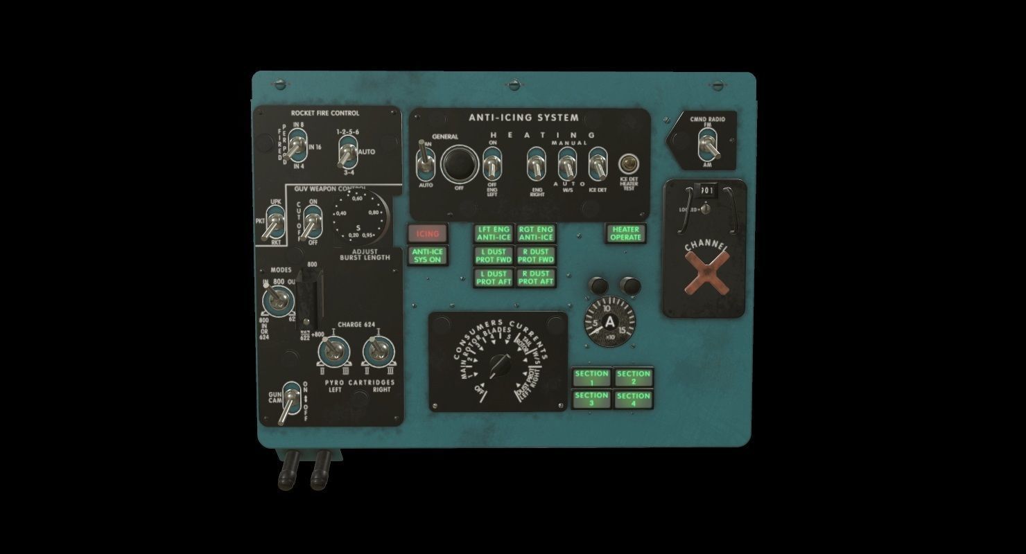 Mi-8MT Mi-17MT Left Overhead Panels Board English 2 Low-poly 3D model_1