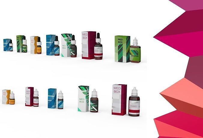 Dropper Collection e liquid bottle with squares 3D model