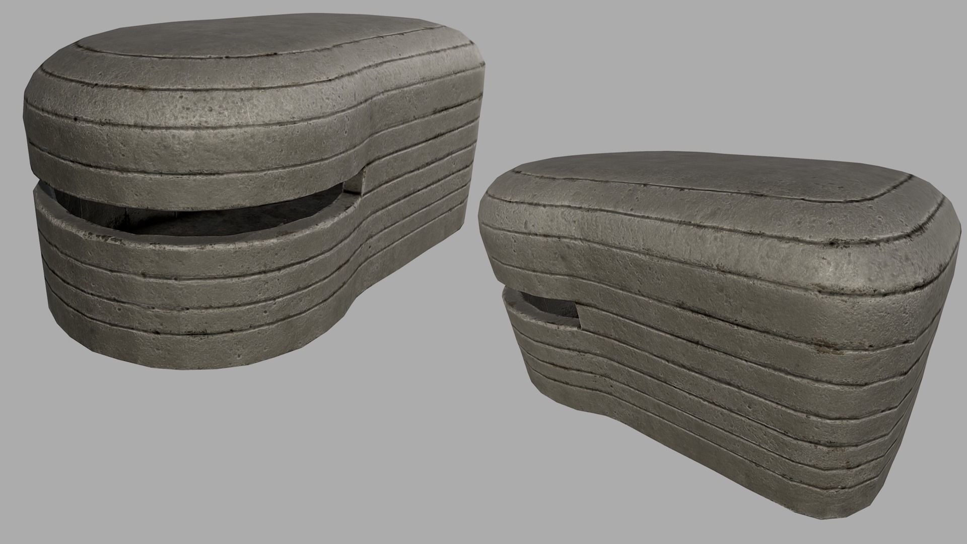 Concrete Bunker 02 PBR Low-poly 3D model_1