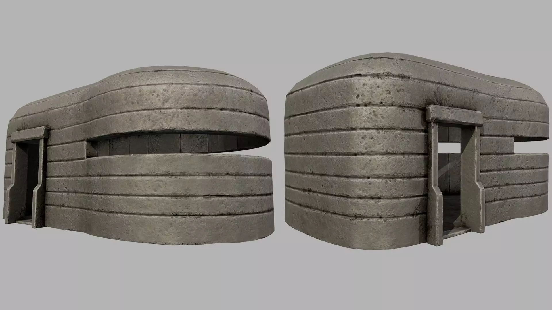 Concrete Bunker 02 PBR Low-poly 3D model_0