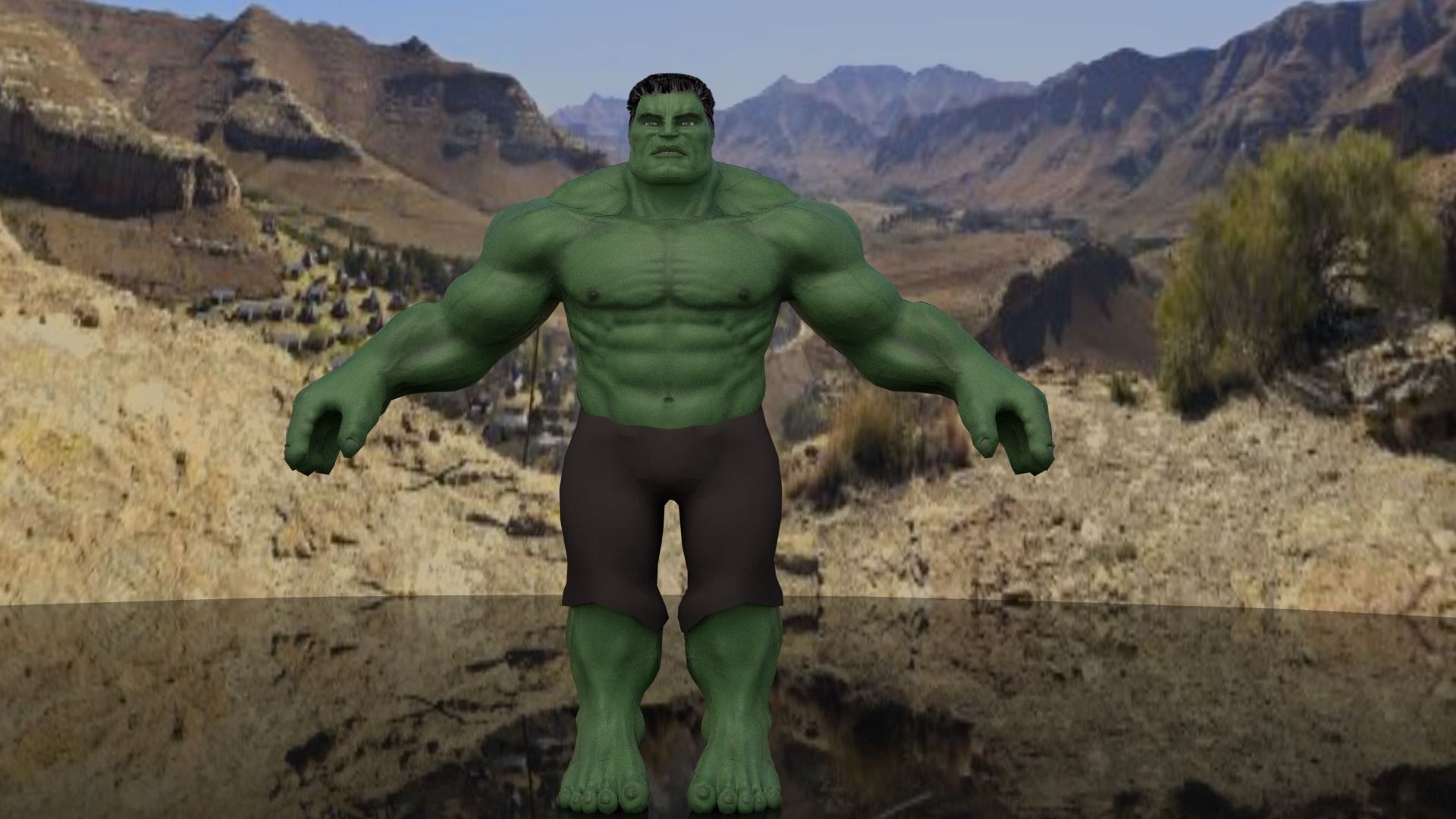 Hulk 2003 Inspired Rigged and animated Low-poly 3D model_19