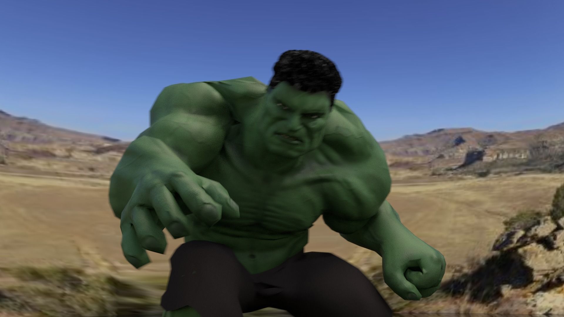 Hulk 2003 Inspired Rigged and animated Low-poly 3D model_4