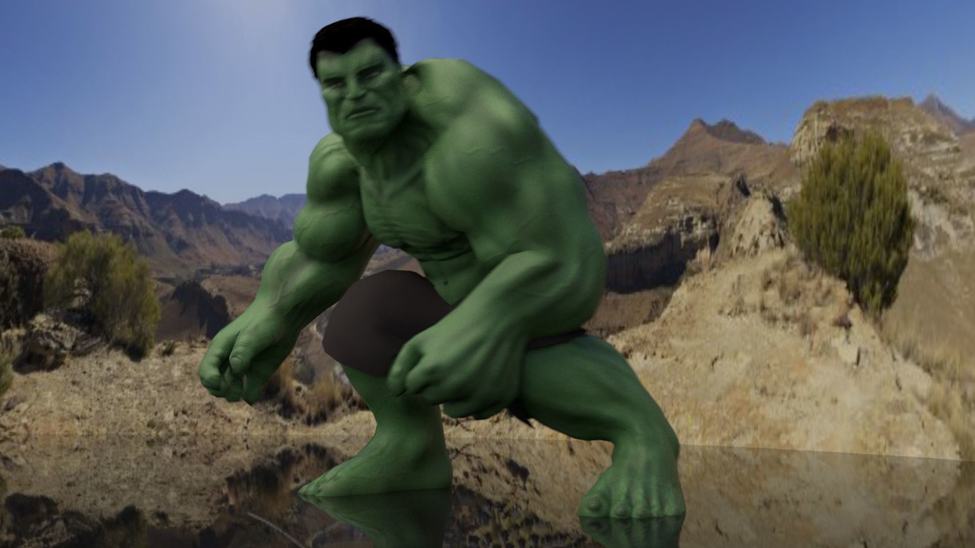 Hulk 2003 Inspired Rigged and animated Low-poly 3D model_7