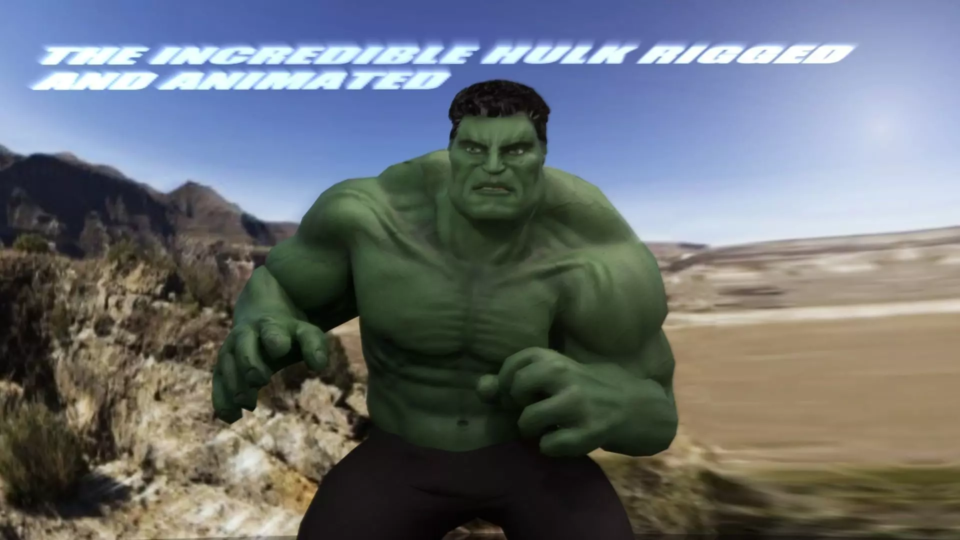 Hulk 2003 Inspired Rigged and animated Low-poly 3D model_0