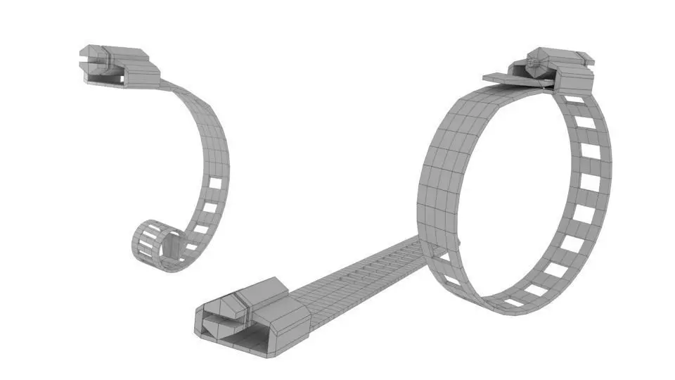 Low Poly Metal Hose Clamp 3D Asset 3D model_0