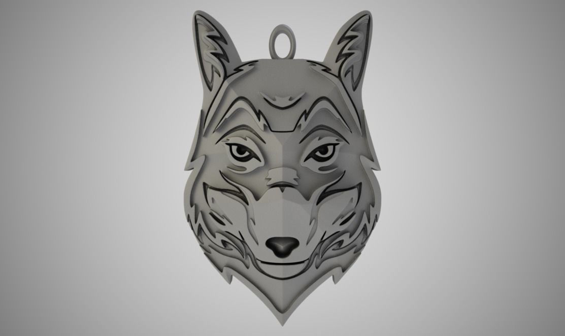 Wolf Necklace 3D print model_1