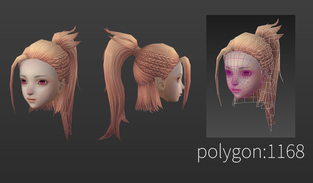 hair hair style girl short hair long hair dye Low-poly 3D model_7