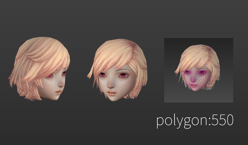 hair hair style girl short hair long hair dye Low-poly 3D model_6