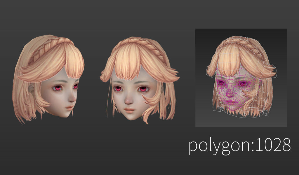 hair hair style girl short hair long hair dye Low-poly 3D model_4
