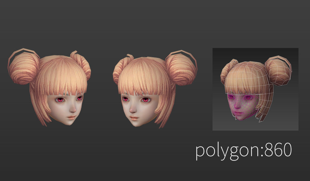 hair hair style girl short hair long hair dye Low-poly 3D model_8
