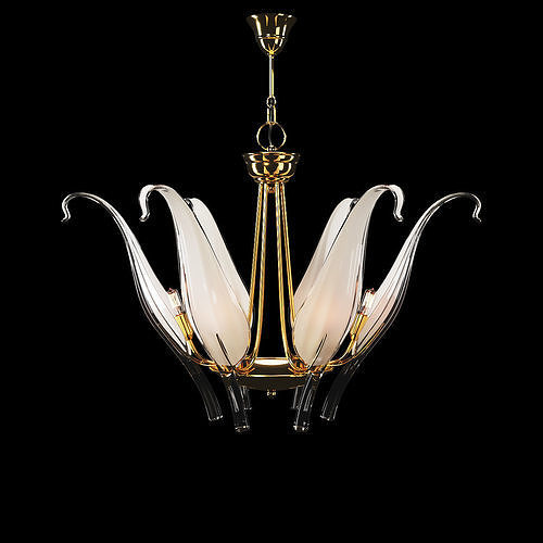 Iris Leaves - chandelier in Murano glass and brass by Seguso 3D model