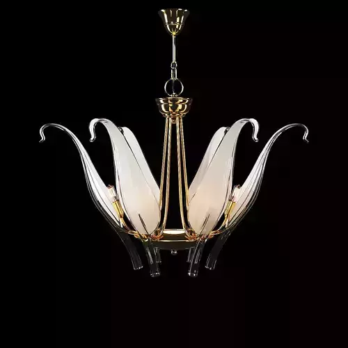 Iris Leaves - chandelier in Murano glass and brass by Seguso