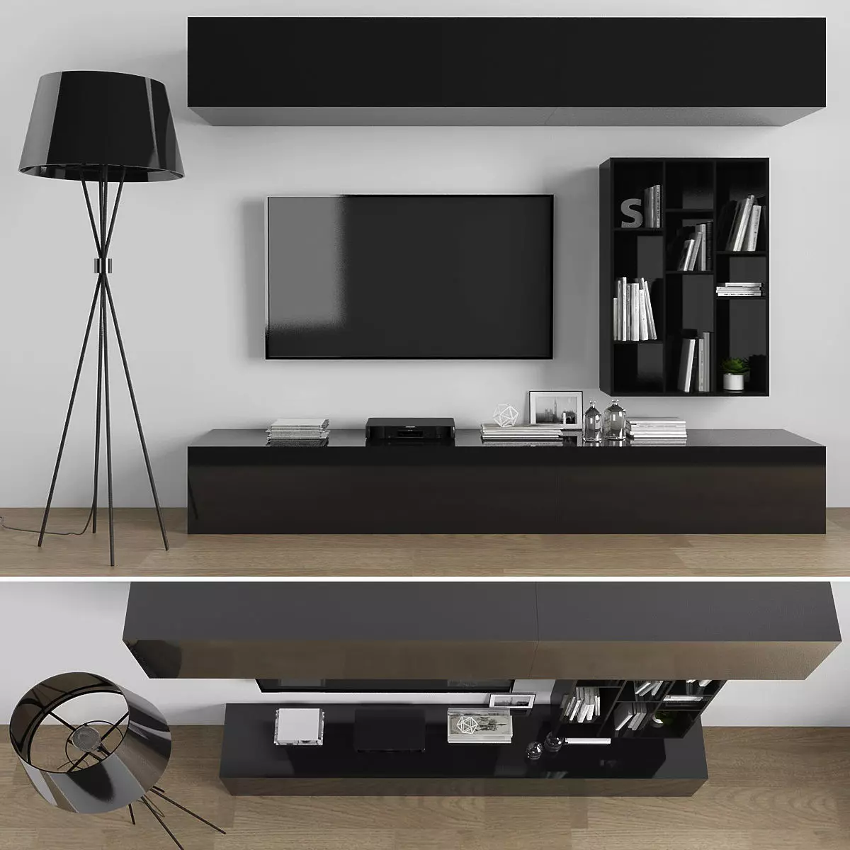 Tv stand Low-poly 3D model_0