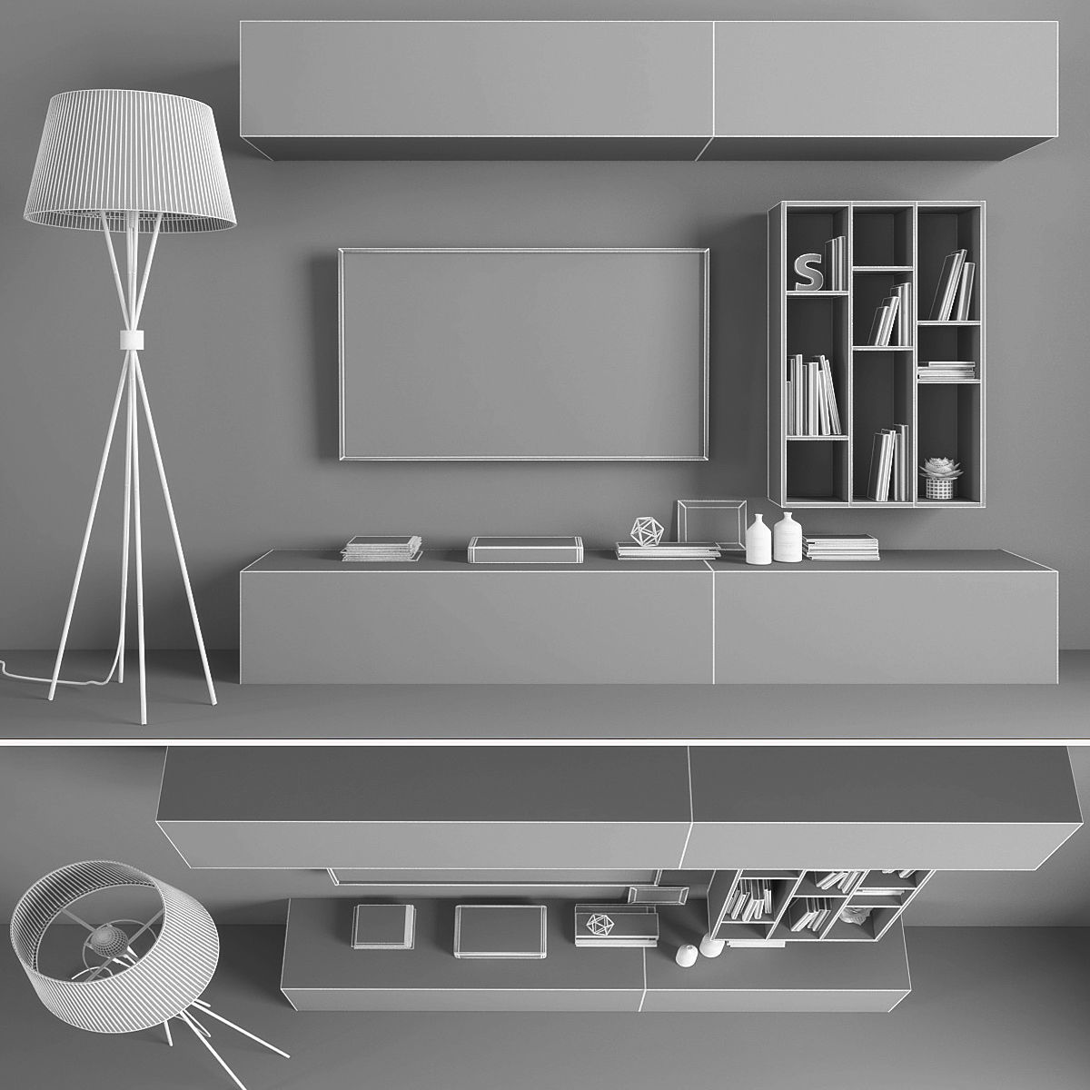 Tv stand Low-poly 3D model_2