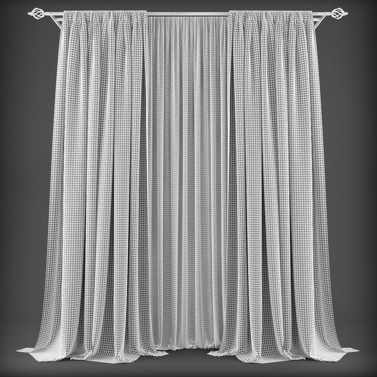 Curtain 3D model 367 Low-poly 3D model_1