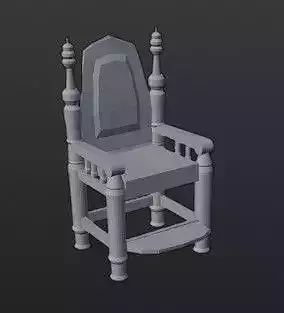 Antique wood chair high middle and low poly