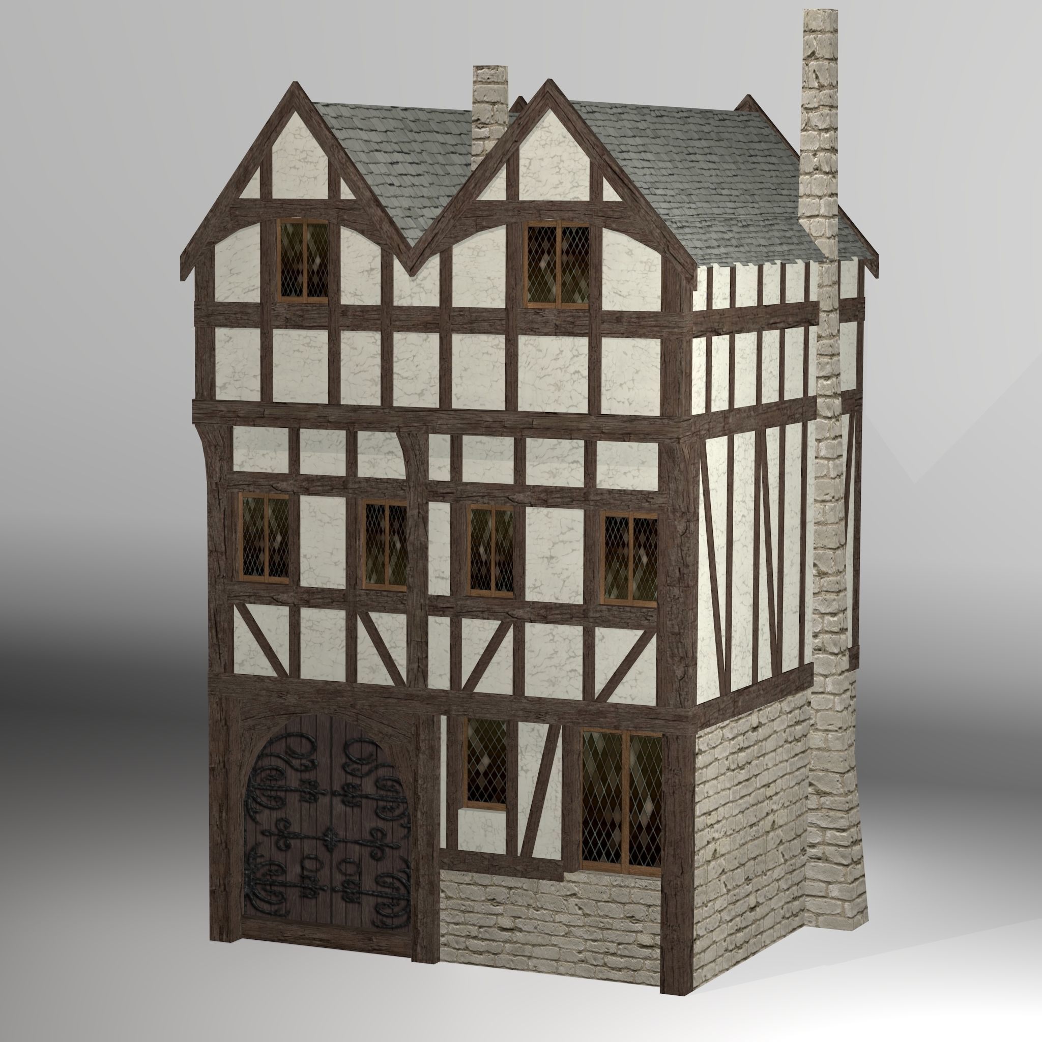 Medieval high house2 Free low-poly 3D model_2