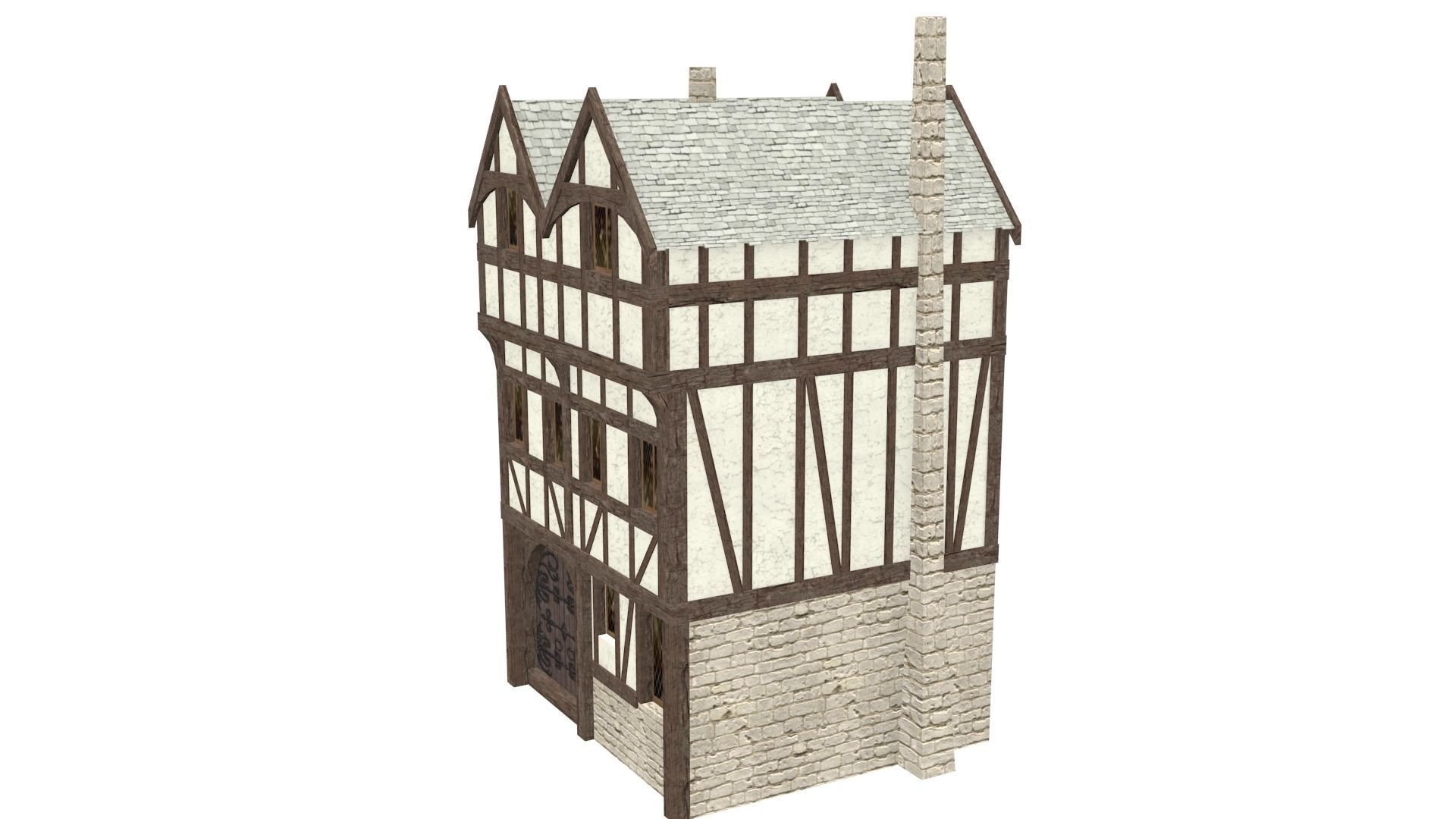 Medieval high house2 Free low-poly 3D model_8