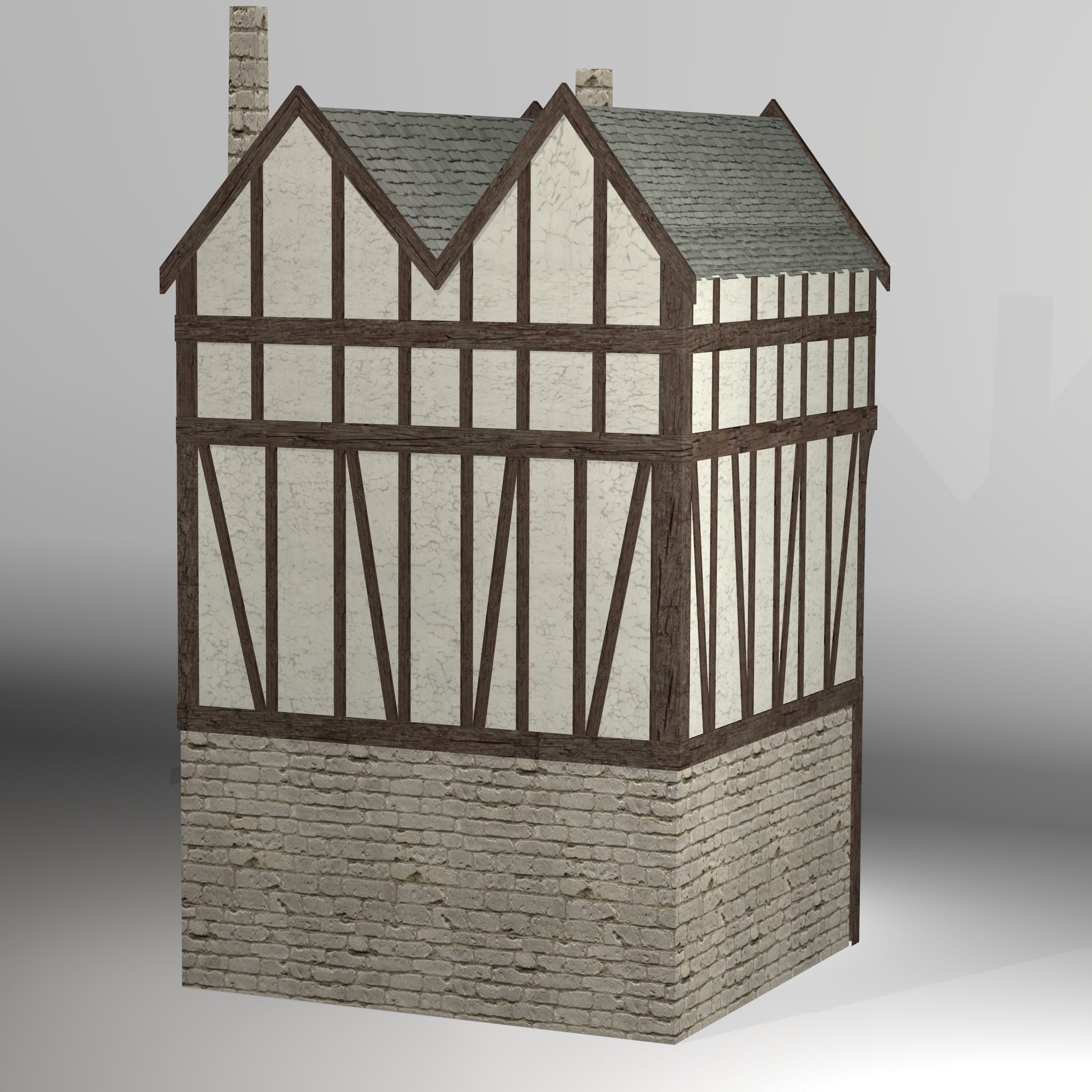 Medieval high house2 Free low-poly 3D model_5