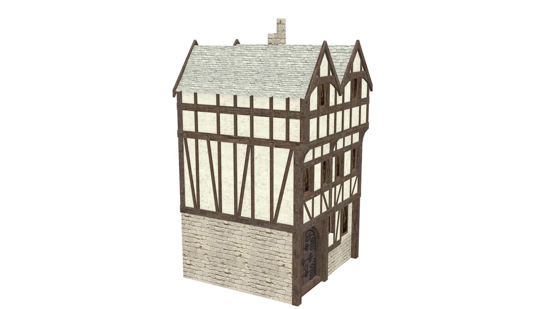Medieval high house2 Free low-poly 3D model_12