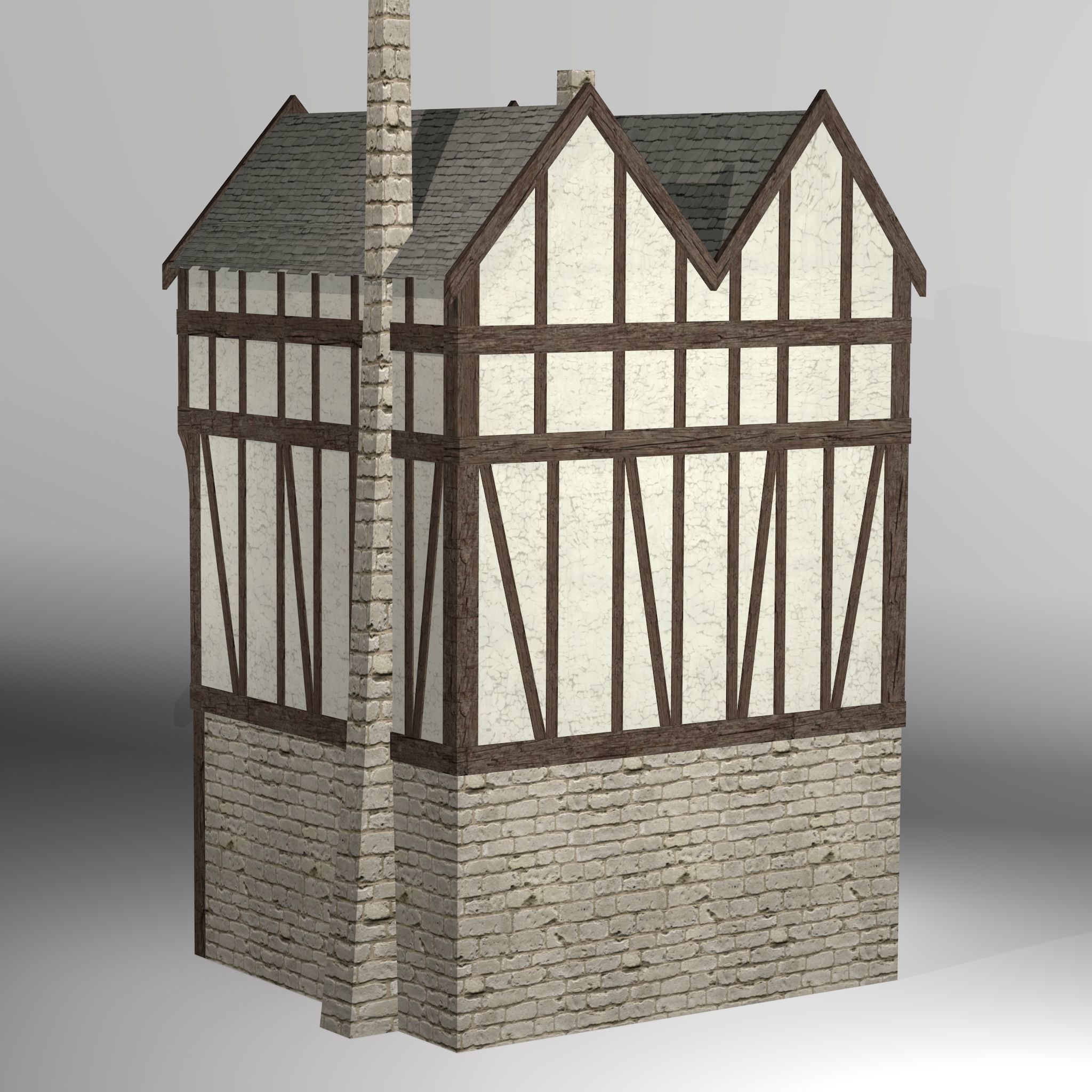 Medieval high house2 Free low-poly 3D model_4