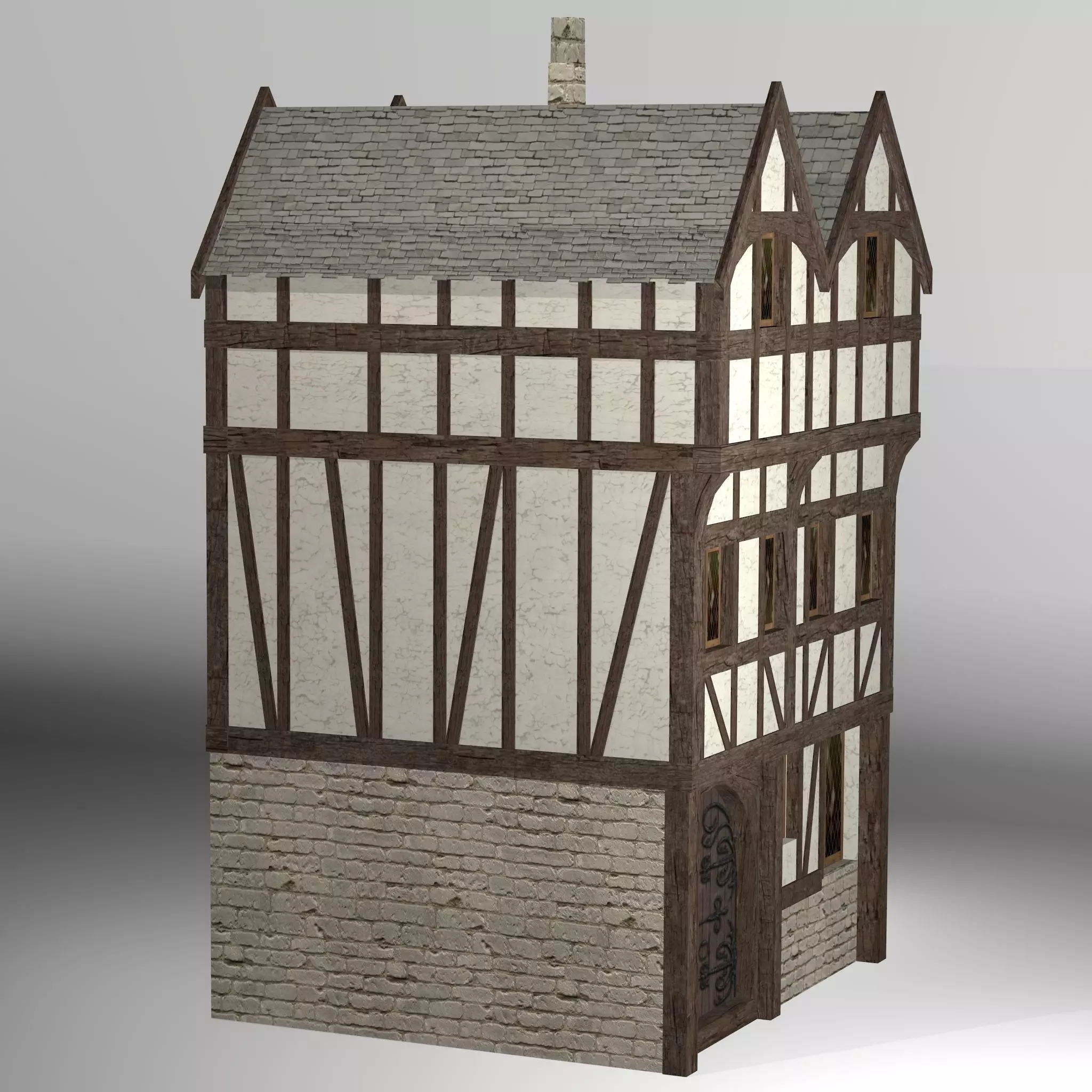 Medieval high house2 Free low-poly 3D model_0