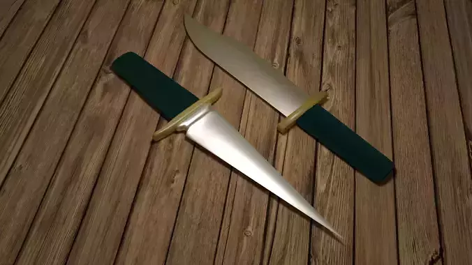 Knifes two knives on wooden table