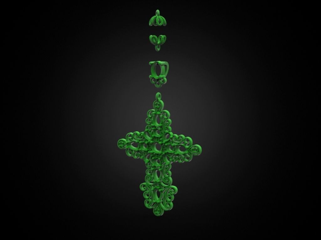 Cross with multicolored gems 3D print model_11