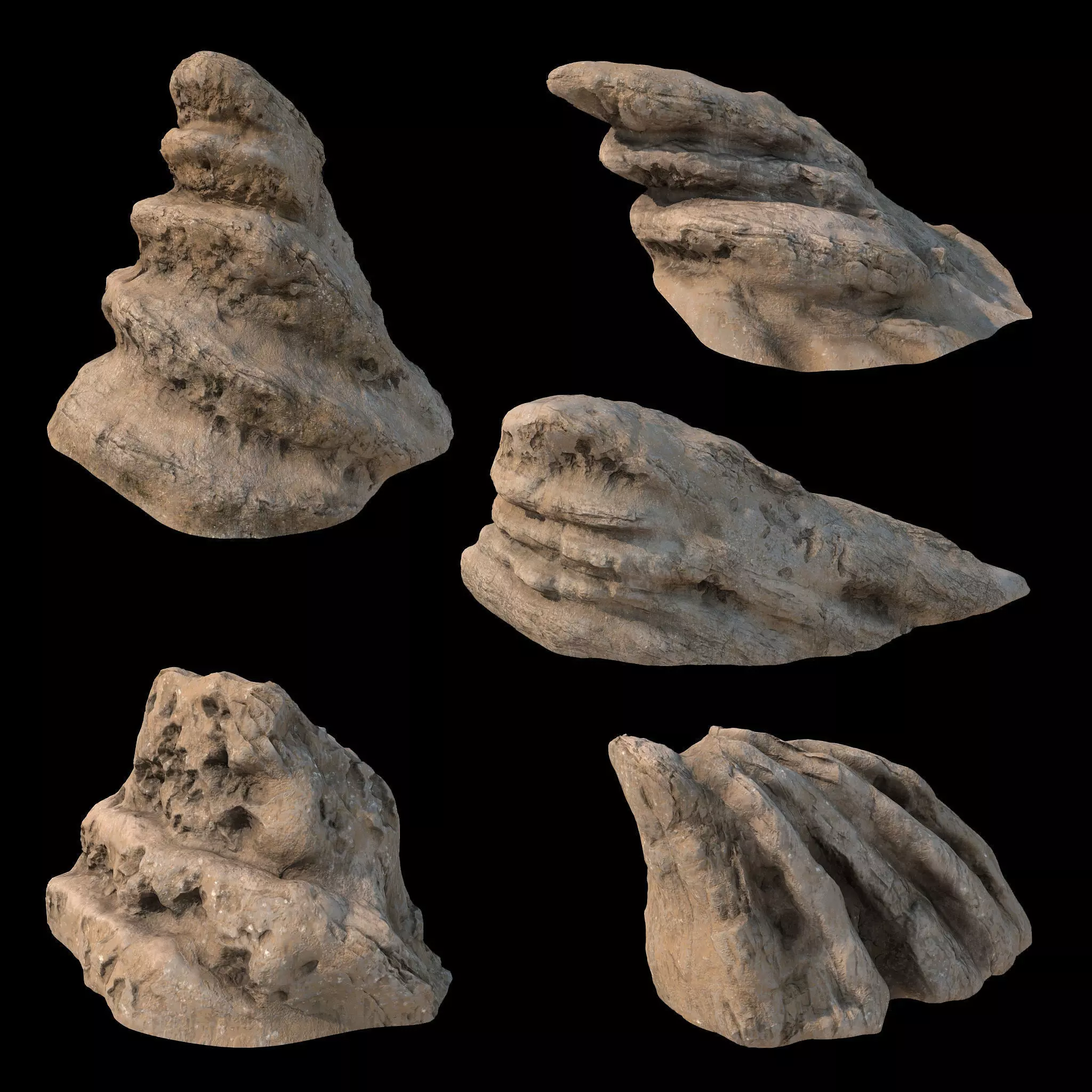 Desert stones models with PBR workflow setup for V-Ray 3D model_0