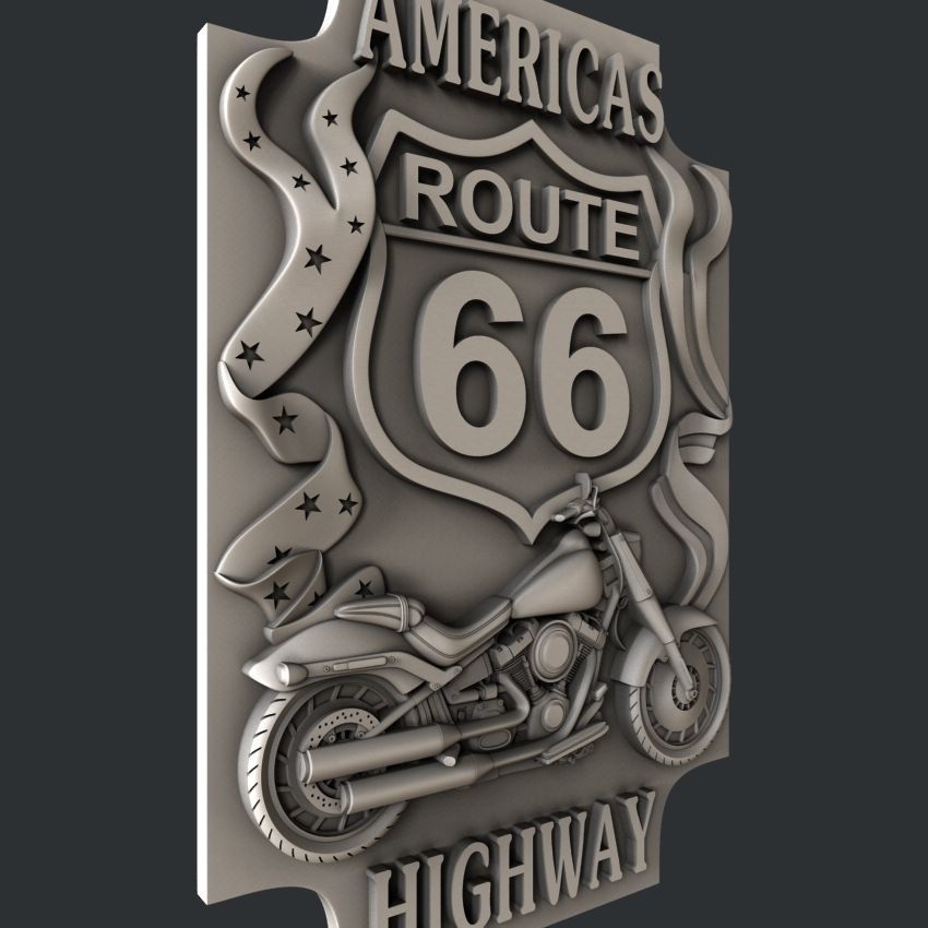 3d STL models for CNC router Route 66 3D model_1