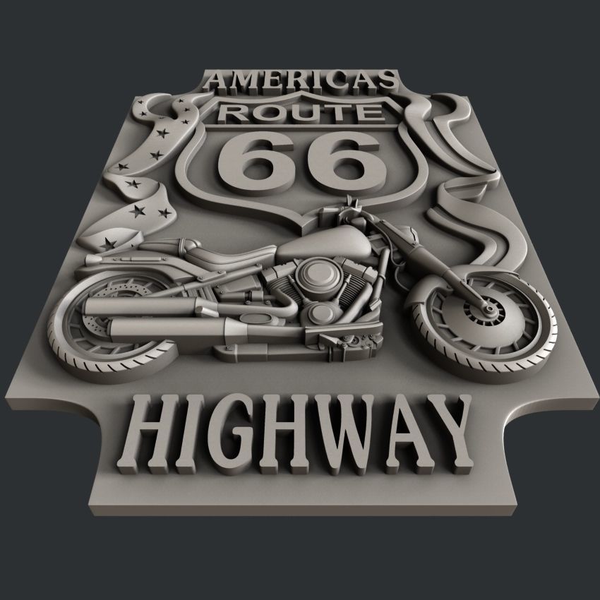 3d STL models for CNC router Route 66 3D model_3