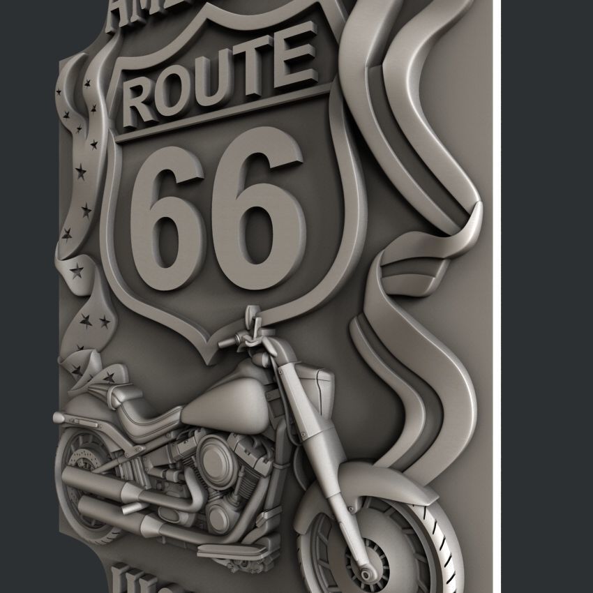 3d STL models for CNC router Route 66 3D model_2