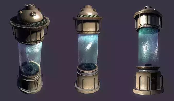 Science Fiction Incubator or Stasis Pod Low-poly 3D model