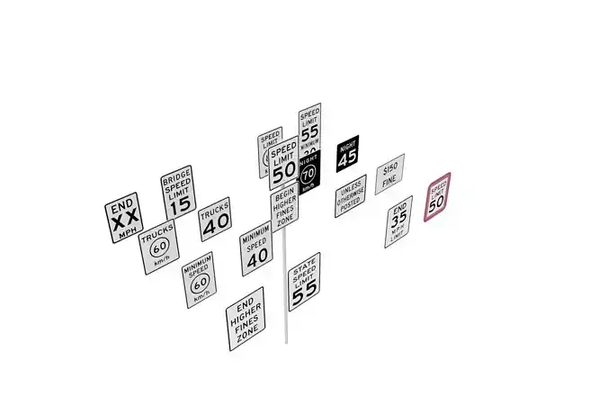 Road Sign US R2 Series Speed Limit BIM Collection 3D model