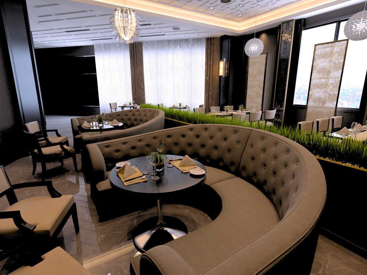 Modern Restaurant 3D model_2