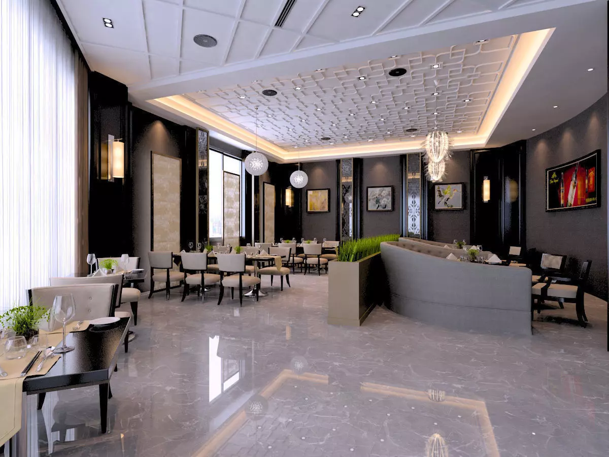 Modern Restaurant 3D model_0