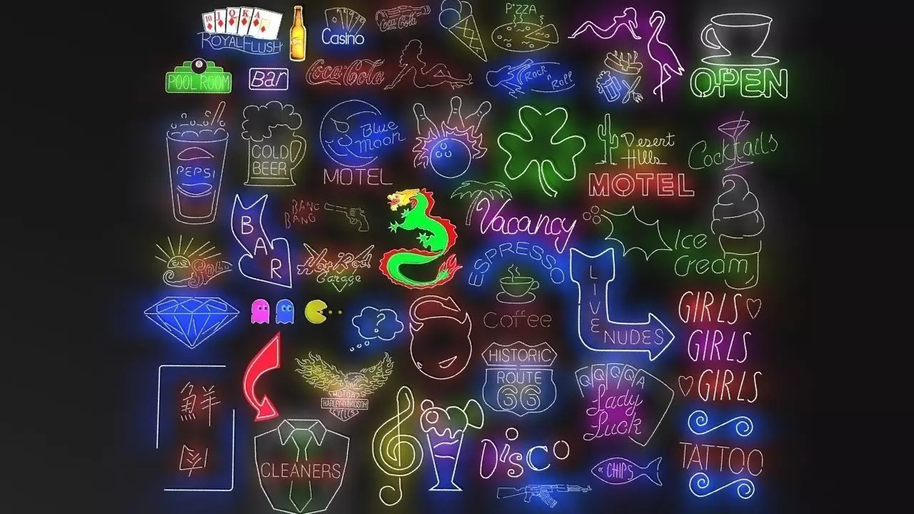 Neon signs collection 3D model