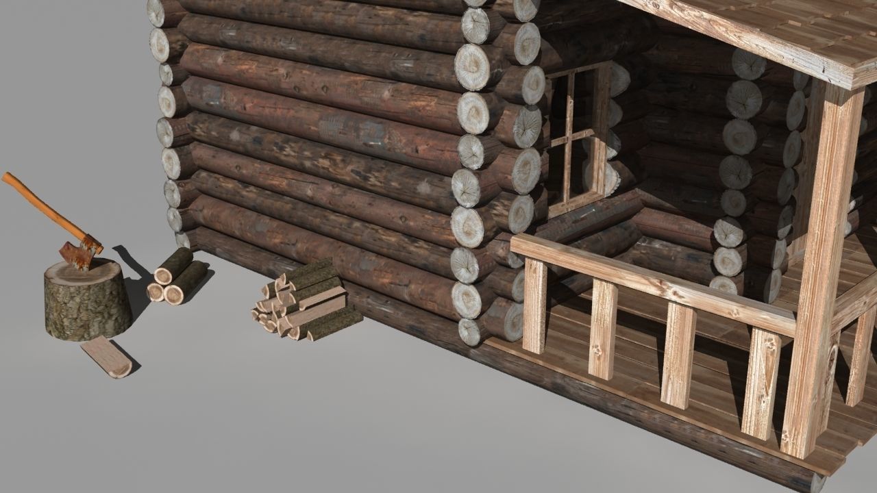 Log cabin 3D model_7
