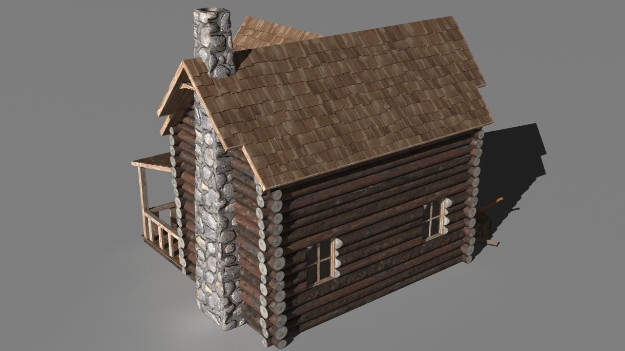 Log cabin 3D model_5