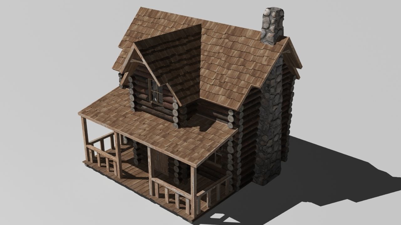 Log cabin 3D model_3