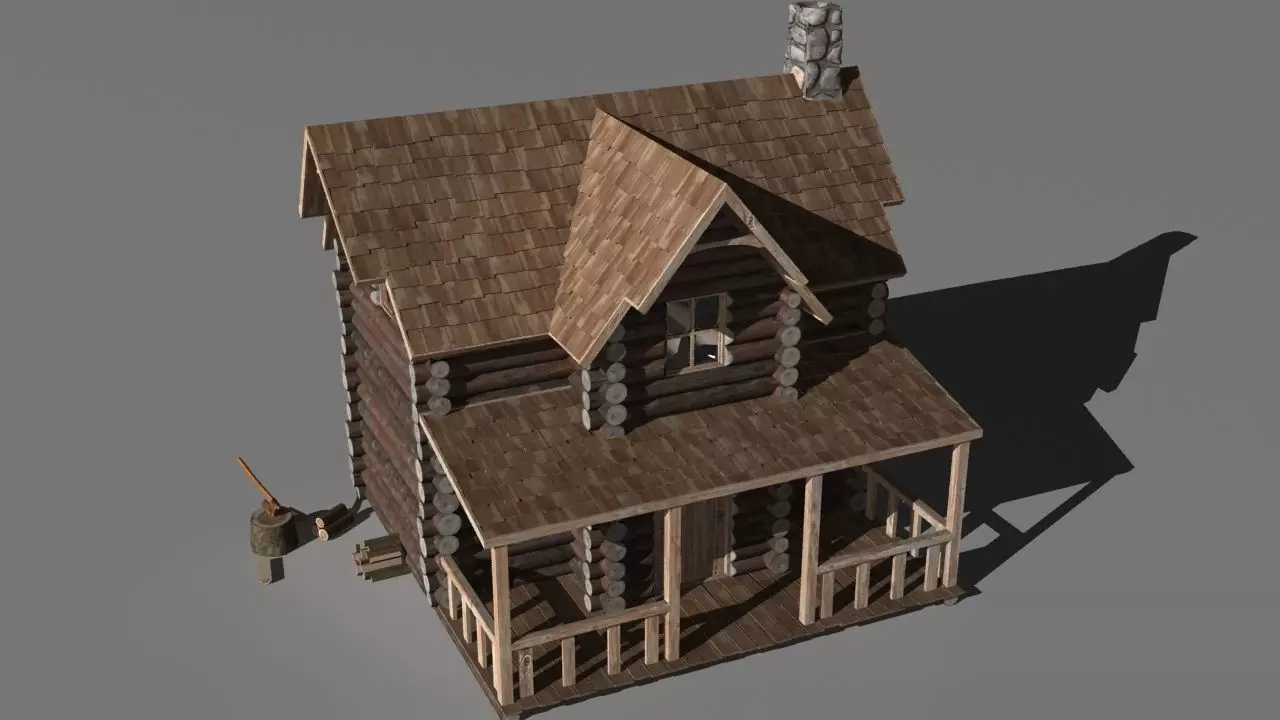 Log cabin 3D model_0